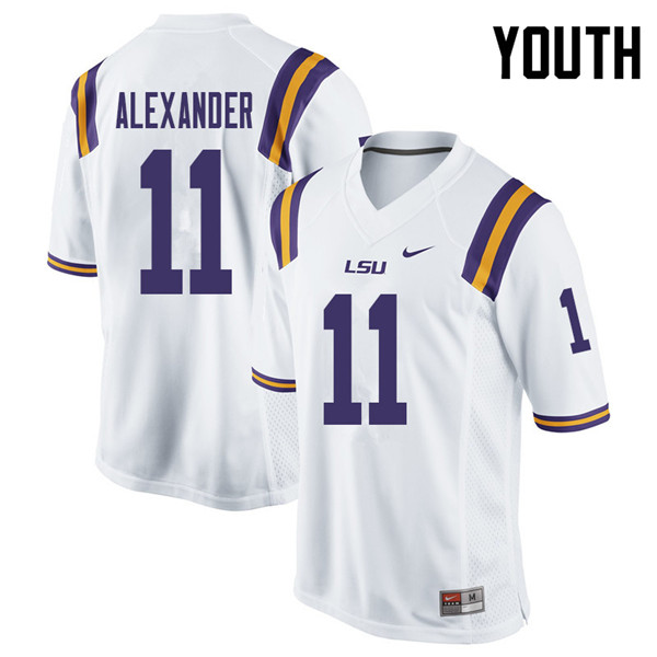 Youth #11 Terrence Alexander LSU Tigers College Football Jerseys Sale-White
